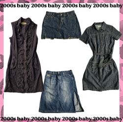 Y2K denim dress & skirt mix-033