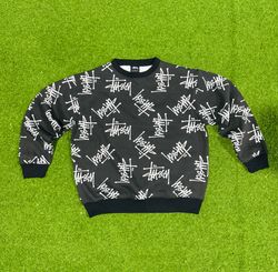 Moletons com gola redonda estampados da Stussy est..