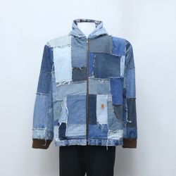CR-124 Reworked Style Carhartt Box Patch Denim Hoo..