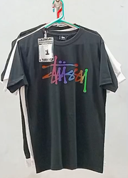 CR-128 Reworked Style Unisex Stussy Printed T-Shir..