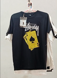 CR-130 Reworked Style Unisex Printed Stussy T-Shir..