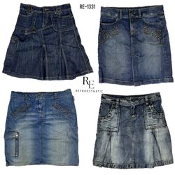 Y2K IT Girl Era Denim Midi Skirts (RE-1331)