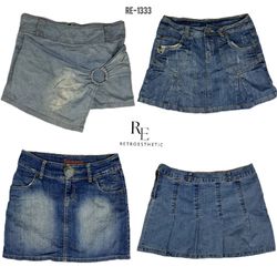 Y2K IT Girl Era Denim Mini Skirts (RE-1333)