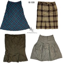 Y2K Wool Checkered Mix Skirts (RE-1339)