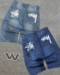 Shorts de denim estilo refeito Stüssy #16625
