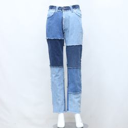 CR-138 Reworked Denim Jeans With Frayed Patches