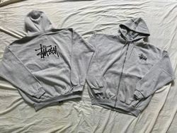 Rework Style Stussy. Grauer Hoodie mit Reißverschl..