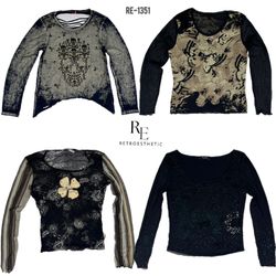 Y2K Black Gothic Full Sleeve Tops (RE-1351)