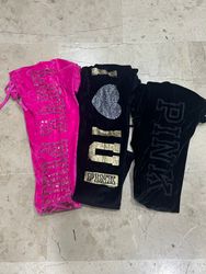 Pink track pants
