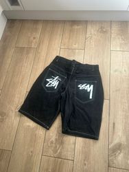 Rework Style Stussy Schwarze Denim Shorts