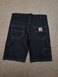 Rework Style Carhartt Schwarze Denim Shorts (weiße..