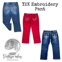 VP12  Y2k Embroidered Flared Jeans