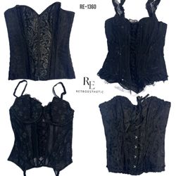 Y2K All Black Gothic Corsets (RE-1360