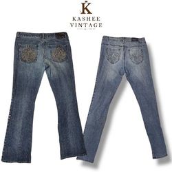 Straight embellish flared jeans