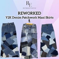 Überarbeitete Denim-Patchwork-Maxikleider