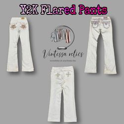 VP18 Y2K-Style White Flared Jeans