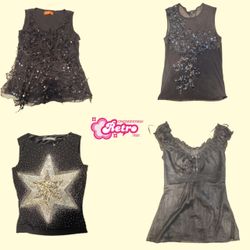 Y2K Black Sequin Glam Tops ( Rp-02)