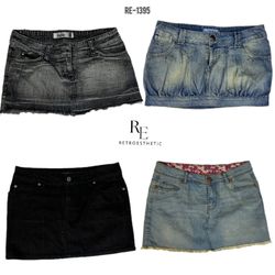 Y2K IT Girl Denim Micro Mini Skirts (RE-1395)