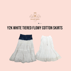 Y2k White Tiered Cotton Skirts