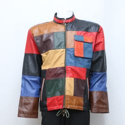 CR-172 Reworked Style Multi Patch Leather Jackets