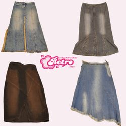 Y2k Unique Maxi Denim Skirt