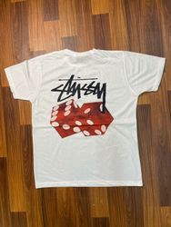 Stussy rework style red dice white tee