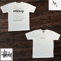 Stussy reestilizado estilo camiseta blanca mundial