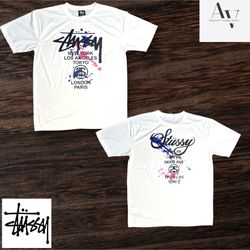 Camiseta de pintura estilo rework mundial de Stuss..