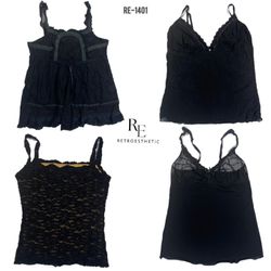 Top Cami Gótico Todo Negro Y2K (RE-1401)
