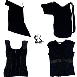 Tops gothiques sans manches tout noirs Y2K (RW-377..