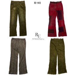 Calças Flare de Corduroy Únicas Y2K (RE-1412)