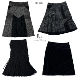 Saia de Algodão Preto Gótico Y2K (RE-1413)