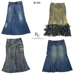 Saias Maxi de Denim Únicas Y2K (RE-1414)