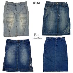 Y2K Cyber Girl Era Denim Midi Skirts (RE-1421)