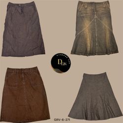 Sonho de Denim Marrom Y2K | Saias Longas e Midi Vi..