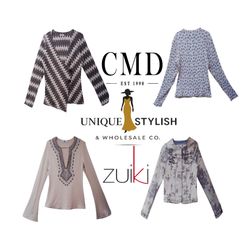 "Y2K Navy & White Wavy Stripe Scoop Neck Long Slee..