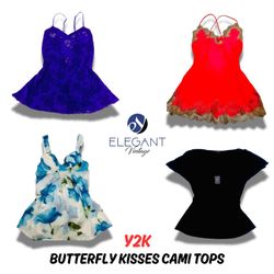 Y2K Schmetterlingsküsse Cami Tops - 10 Stück - EV0..