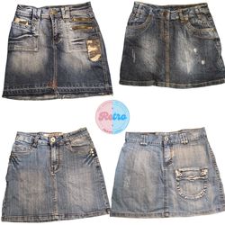 Y2K Distressed Denim Mini Skirts – Pocket Detail, ..