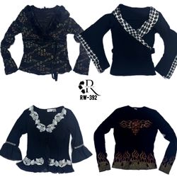 Y2K All Black Gothic Full Sleeve Tops (RW-392)