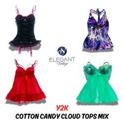 Y2K Zuckerwatte Wolken Tops Mix - 12 Stück - EV052..