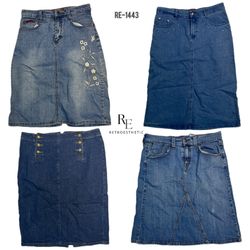 Saia Midi de Denim da Era Britney Y2K (RE-1443)