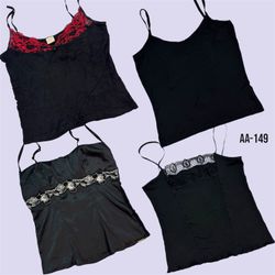 Y2K Ganz Schwarze Gothic Cami Tops (AA-149)