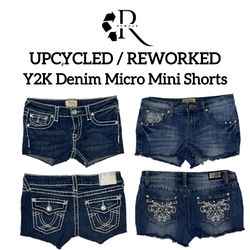 Upcycled Y2K Denim Micro Mini Shorts
