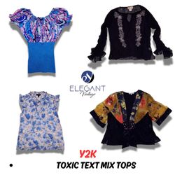 Y2K Toxic Text Mix Tops - 12 Stück - EV0558