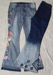 Y2K ausgestellte, verziert und schlichte Jeans
