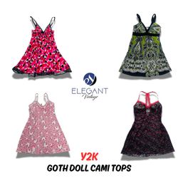 Y2k Goth Doll Cami Tops - EV0596