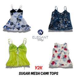 Y2k Sugar Mesh Cami Tops - EV0603