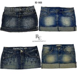 Y2K Britney Era Denim Micro Mini Skirts (RE-1468)