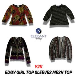 Y2k Edgy Girl Top Sleeves Mesh Tops - EV0005