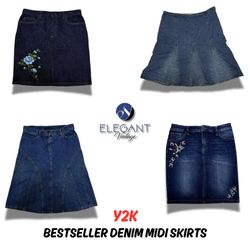 Saia Midi de Denim Y2k Best-seller - EV0018